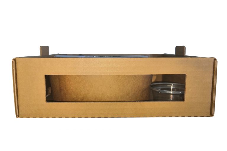 Barquette gerbable 2 Plateau repas avec fenêtre